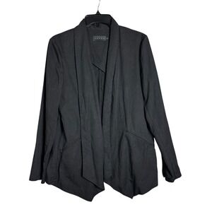 HATCH Black Drape Front Collarless Blazer Jacket Women's business career luxe